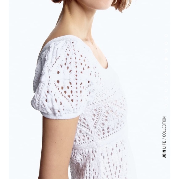 ZARA | Crochet Knit Dress White - Picture 8 of 9